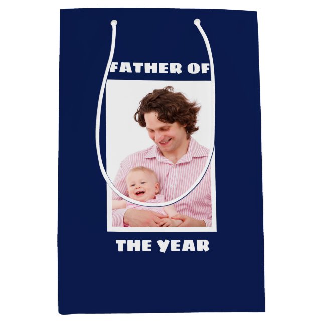 Father Of The Year Personalized Custom Photo Daddy Medium Gift Bag (Front)