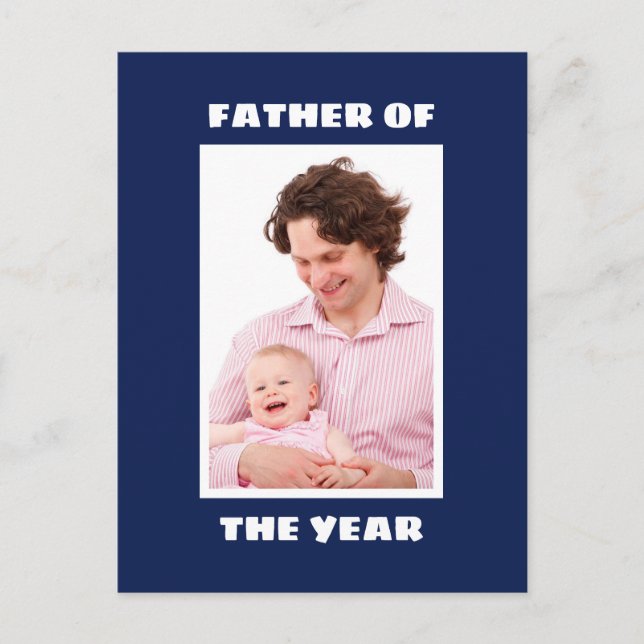 Father Of The Year Personalized Custom Photo Daddy Postcard (Front)