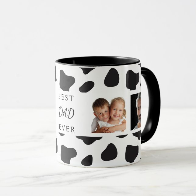 Father photo collage cowboy black white mug (Front Right)