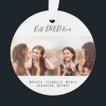 Father photo kids Christmas Ornament<br><div class="desc">A gift for your father for birthdays,  Christmas or a special event. Black text: Best DAD Ever written with a trendy hand lettered style script. Personalize and use your own photo and names. A chic white background.</div>