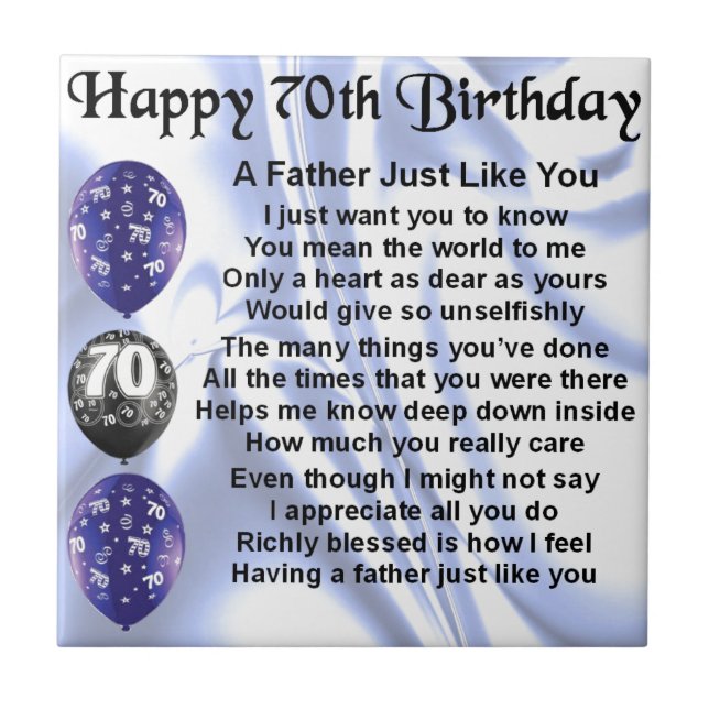 Father Poem - 70th Birthday Tile (Front)