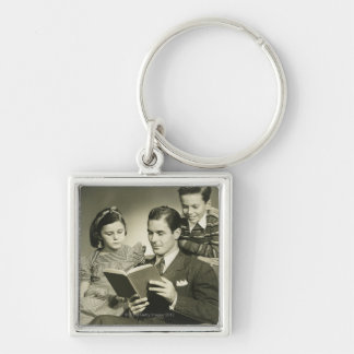 Father Reading to Son Keychain