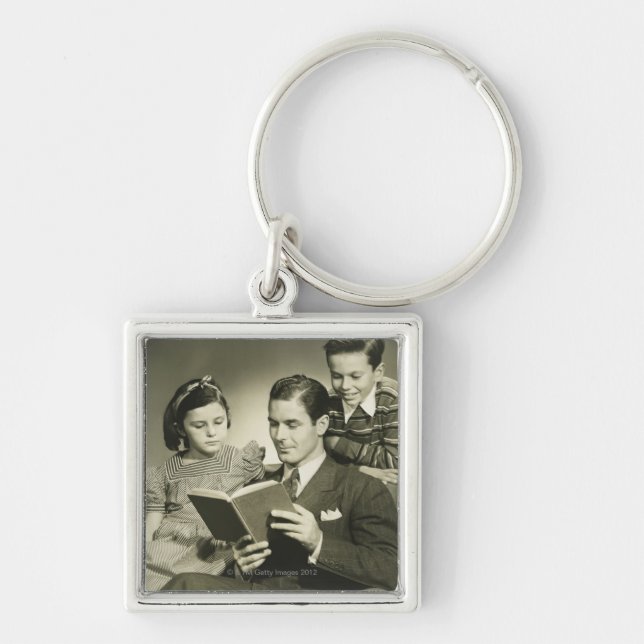 Father Reading to Son Keychain (Front)