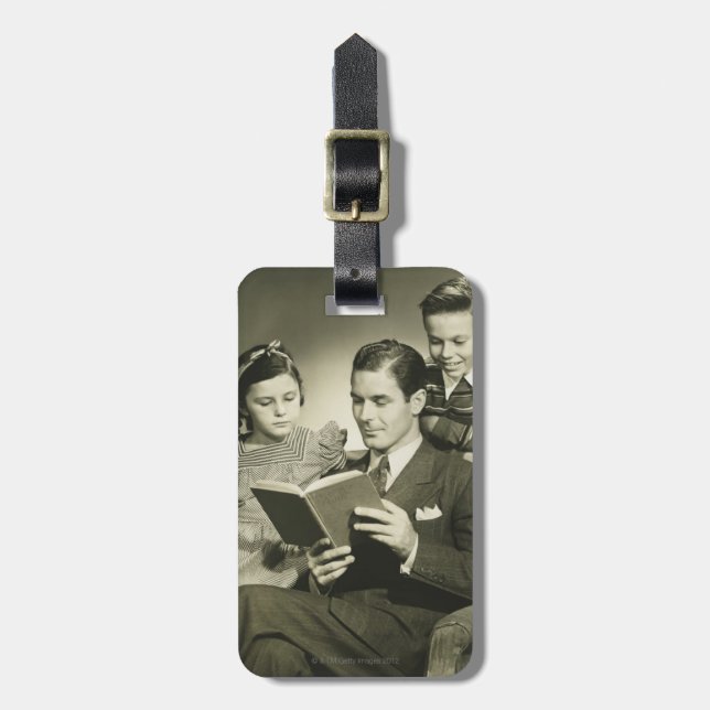 Father Reading to Son Luggage Tag (Front Vertical)