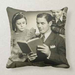 Father Reading to Son Throw Pillow