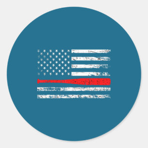 Father s day baseball distressed american flag 4th classic round sticker
