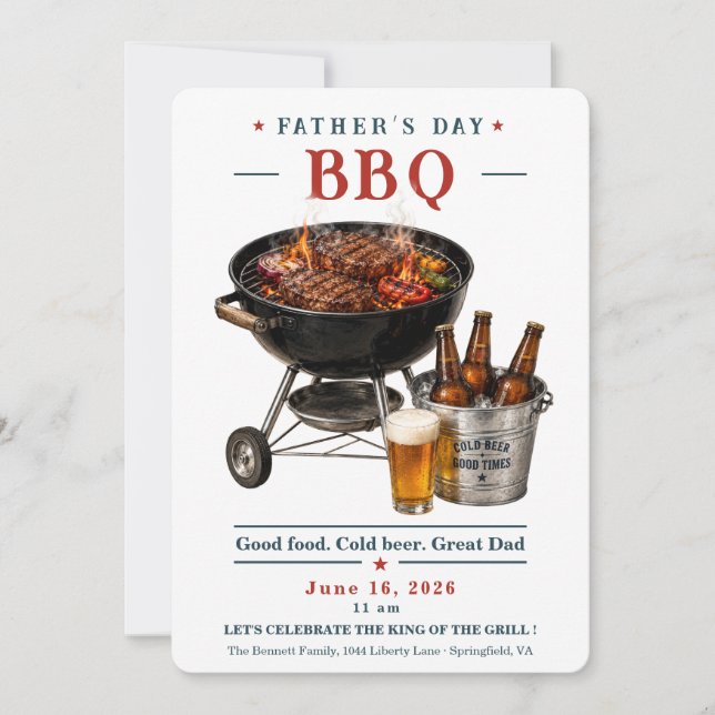 Father’s Day BBQ Grill and Beer Invitation (Front)