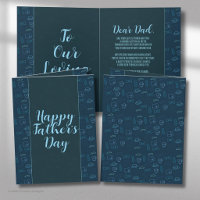 Father’s Day Dark Blue Neon Icons Greeting Card