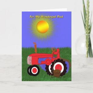 Father’s Day Fishing Pole and Red Tractor Card
