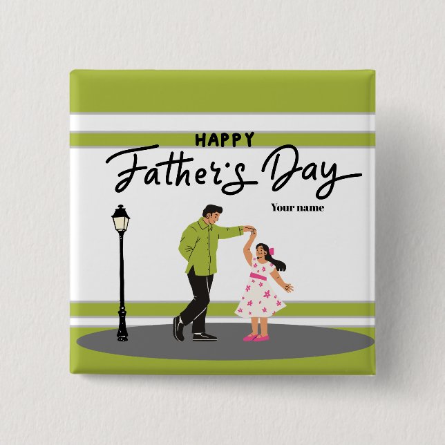 Father’s Day Gift for Dad | Custom Photo & Name 2 Inch Square Button (Front)