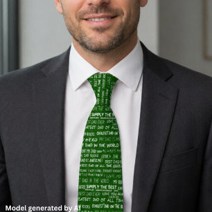 Father’s Day Gift Script Typography Pattern Green Tie