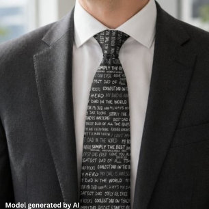 Father’s Day Gift Script Typography Pattern Grey Tie
