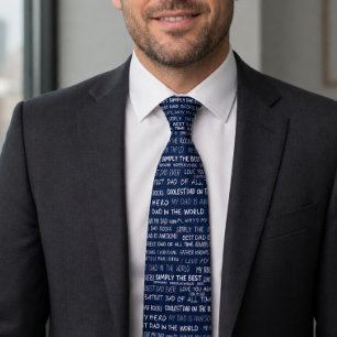 Father’s Day Gift Script Typography Pattern Navy Tie