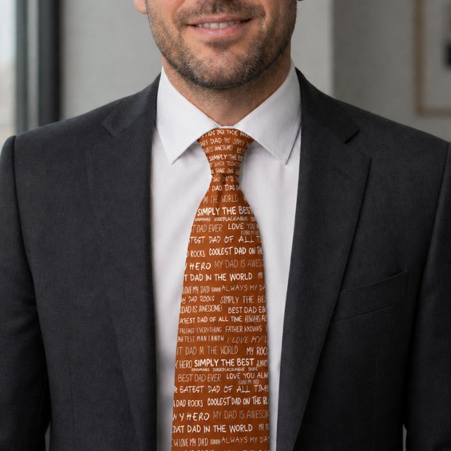 Father’s Day Gift Script Typography Pattern Orange Tie (Creator Uploaded)