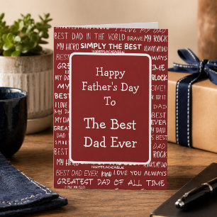 Father’s Day Gift Script Typography Pattern Red  Card