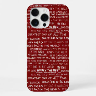 Father’s Day Gift Script Typography Pattern Red iPhone 16 Pro Max Case