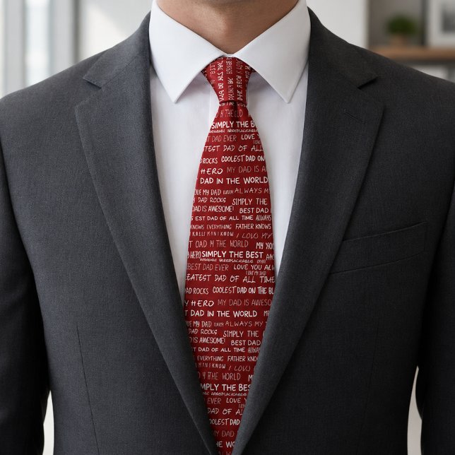 Father’s Day Gift Script Typography Pattern Red Tie (Creator Uploaded)