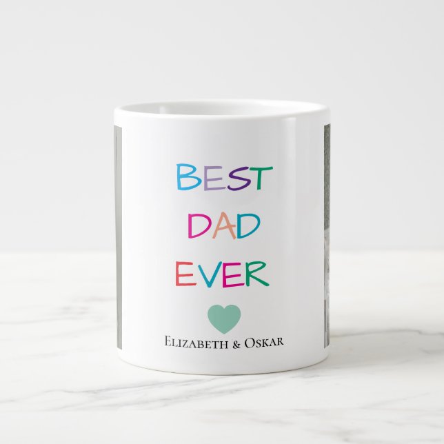 Father’s Day Gift with Kids’ Names – Best Dad Ever Large Coffee Mug (Front)