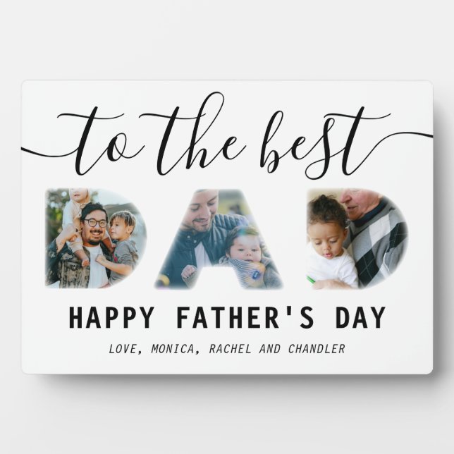Father’s Day to the best DAD 3 Photo Collage Plaque (Front)