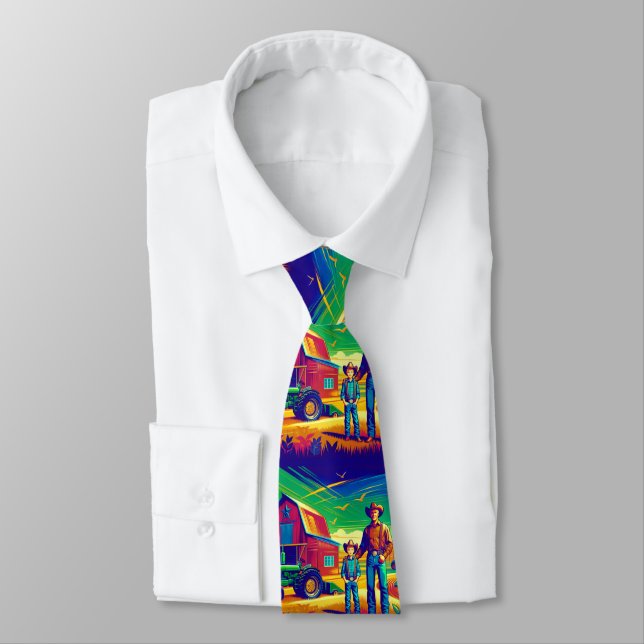 Father Son At The Farm Tie (Tied)