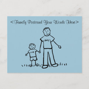 Father & Son Family Characters Customized Postcard