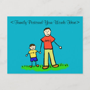 Father & Son Family Characters Customized Postcard