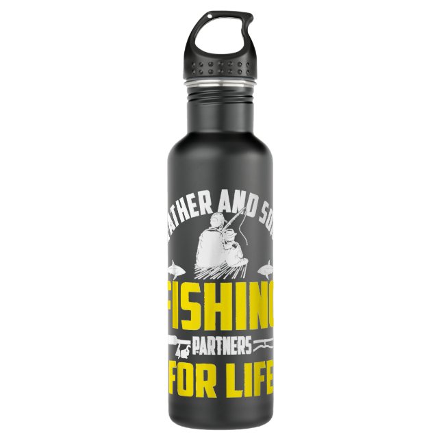 Father & Son Fishing Partners For Life Retro Match 710 Ml Water Bottle (Front)