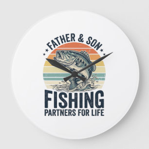 Father Son Fishing Partners Vintage Bass Shirt_1 Large Clock