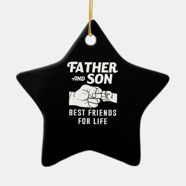 Father Son Friends Fist Bump Shirt Father Day Ceramic Ornament (Front)