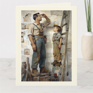 Father & Son Gazing Up Card