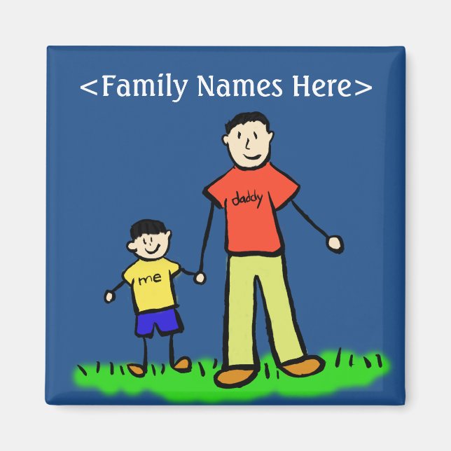Father & Son Personalized Family Character Magnets (Front)
