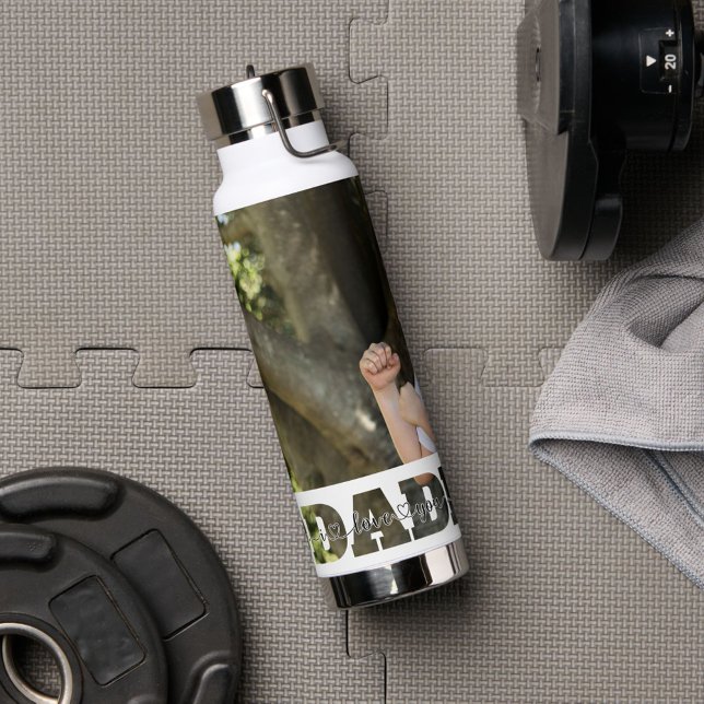 Father & Son Photo Sparing I Love You Dad Quote Water Bottle (Creator Uploaded)