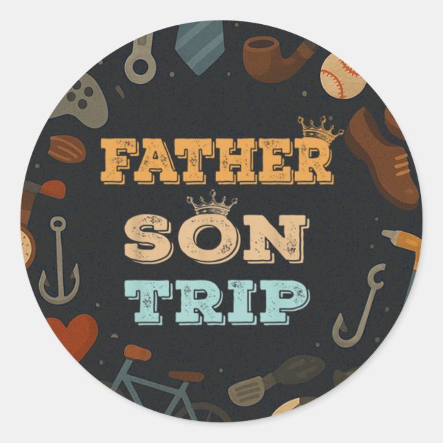 Father Son Trip Fathers Day Gift Camping Family Classic Round Sticker (Front)
