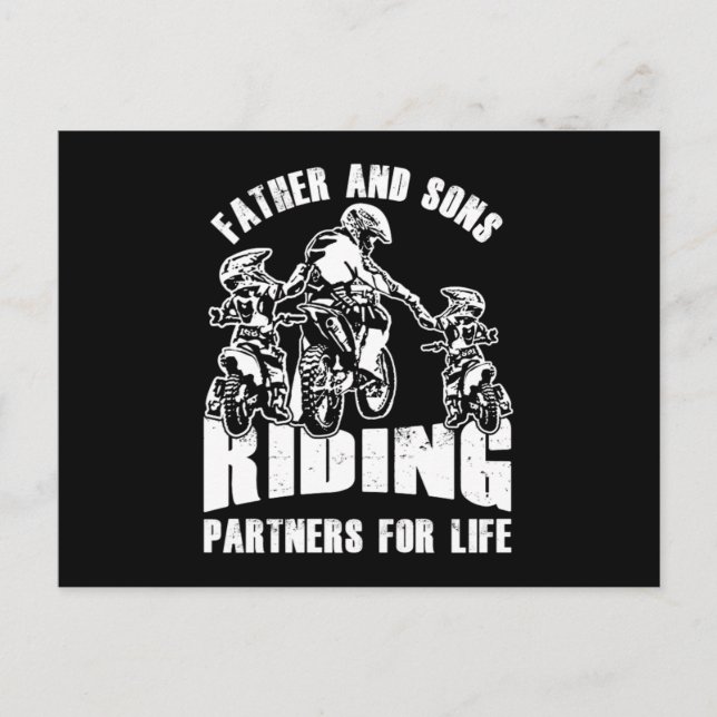 Father Sons Riding Partners Biker Dad Motorcycle M Postcard (Front)