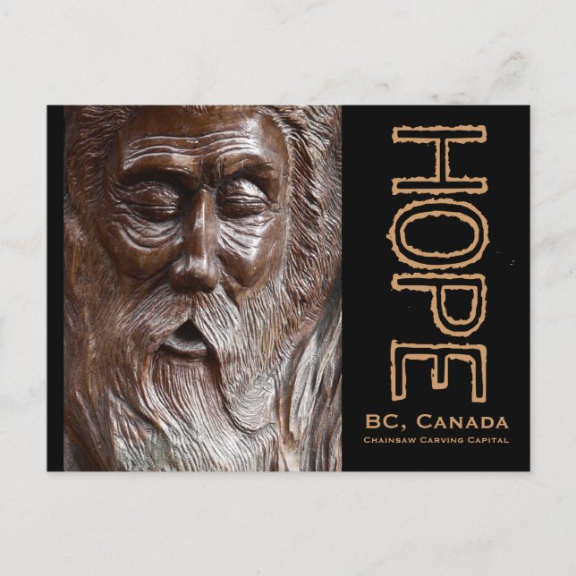 Father Time Old Man's Face Wood Carving Postcard (Front)