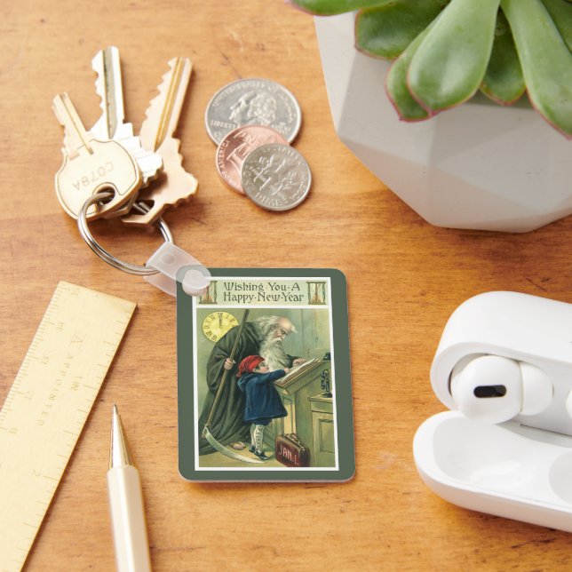 Father Time Wishing You a Happy New Year Keychain (Desk)