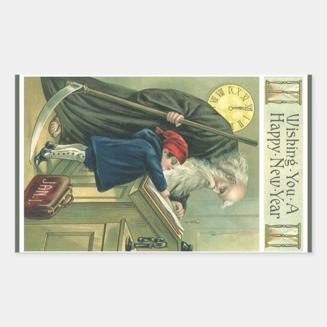 Father Time Wishing You a Happy New Year Sticker (Front)