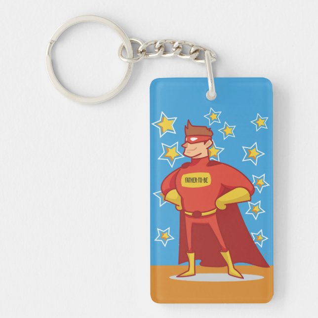 Father-to-be Superhero on Father's Day Keychain (Front)