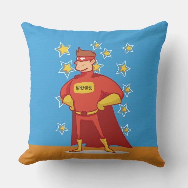 Father-to-be Superhero on Father's Day Throw Pillow (Front)