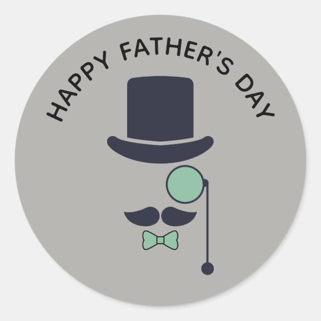 Father Top Hat Bow Tie Monocle Classic Round Sticker (Front)