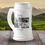 Father with Kids and Family Dad 6 Photo Collage Beer Stein<br><div class="desc">Father with Kids and Family Dad 6 Photo Collage Thermal Tumbler. Collage of 6 photos, father`s name with a sweet message in a trendy script and names of children that overlay the photos. Add your 6 favourite family photos. Sweet keepsake and a gift for birthday, Father`s Day or Christmas for...</div>