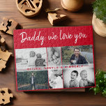 Father with Kids and Family Dad 6 Photo Collage Jigsaw Puzzle<br><div class="desc">Father with Kids and Family Dad 6 Photo Collage puzzle. Collage of 6 photos, father`s name with a sweet message in a trendy script and names of children overlaying the images. Add your 6 favourite family photos. Lovely keepsake and a gift for a birthday, Father`s Day or Christmas for a...</div>