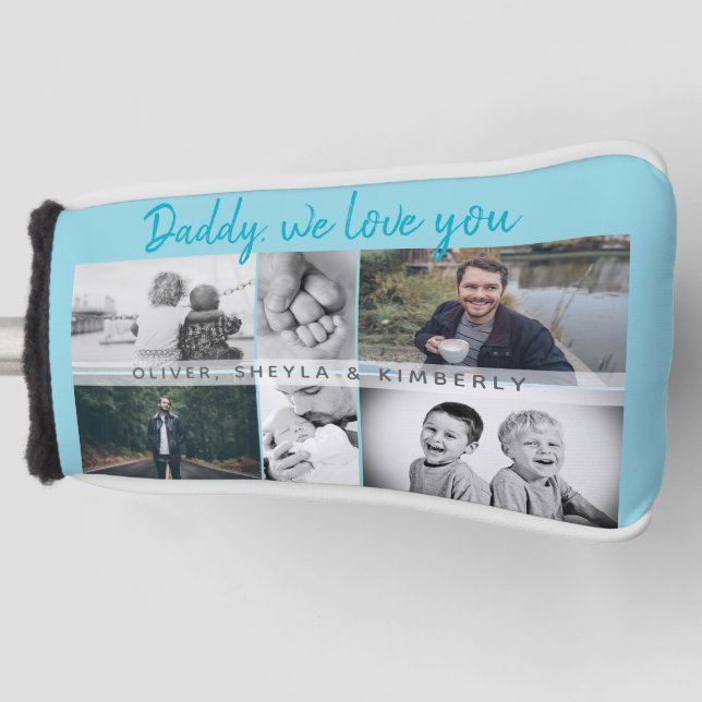 Father with Kids and Family Dad Collage Golf Head Cover (Front)
