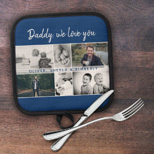 Father with Kids and Family Dad Collage Pot Holder