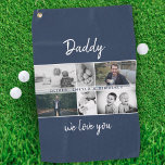 Father with Kids and Family Dad Photo Collage Golf Towel<br><div class="desc">Blue Father with Kids and Family Dad Photo Collage Golf Towel. Collage of 6 photos, father`s name with a sweet message in a trendy script and names of children that overlay the photos. Add your 6 favourite family photos. Sweet keepsake and a gift for birthday, Father`s Day or Christmas for...</div>