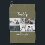 Father with Kids and Family Dad Photo Collage Golf Towel<br><div class="desc">Green Father with Kids and Family Dad Photo Collage Golf Towel. Collage of 6 photos, father`s name with a sweet message in a trendy script and names of children that overlay the photos. Add your 6 favourite family photos. Sweet keepsake and a gift for birthday, Father`s Day or Christmas for...</div>