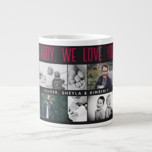 Father with Kids and Family Dad Photo Collage Large Coffee Mug