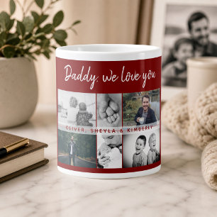 Father with Kids and Family Dad Photo Collage Large Coffee Mug