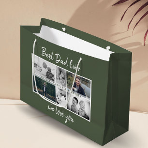 Father with Kids and Family Dad Photo Collage Large Gift Bag