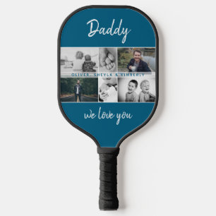 Father with Kids and Family Dad Photo Collage Pickleball Paddle